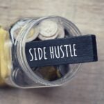 coin jar with a tag that reads "side hustle."