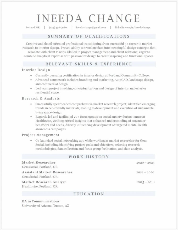 Best Career Change Resume Template - Career Change No Experience 744x960 