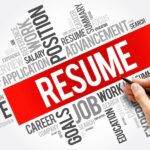 Image of words mixed together with the word resume in large bold font